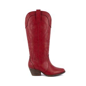 Sugar Womens Two Step Tall Western Almond Toe Pull On Boots Red Size 9.5M NIB